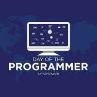 Day of the Programmer template with monitor icon and coding vector