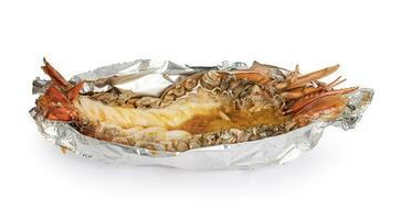Grilled Giant River Prawn isolated on white background With clipping path. photo
