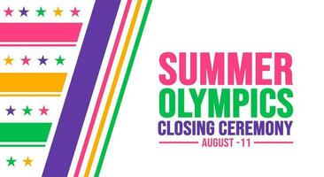 Summer Olympics Closing Ceremony background template. Holiday concept. background, banner, placard, card, and poster design template with text inscription and standard color. vector illustration.