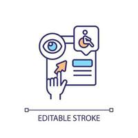 Disability access RGB color icon. Internet search. Finding information. Booking online. Social inclusion. Barrier free. Isolated vector illustration. Simple filled line drawing. Editable stroke