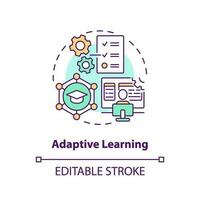 2D multicolor icon representing adaptive learning in AI, isolated vector illustration, futuristic education.