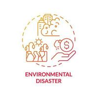 Environmental disaster red gradient concept icon. Climate change. Negative impact. Money loss. Insurance cost. Environmental damage abstract idea thin line illustration. Isolated outline drawing vector