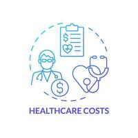 Healthcare costs blue gradient concept icon. Medical care. Health insurance. Hospital bill. Drug prescription. Standard of living abstract idea thin line illustration. Isolated outline drawing vector