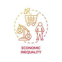 Economic inequality red gradient concept icon. Basic need. Income disparity. Social difference. Financial crisis. Wealth gap abstract idea thin line illustration. Isolated outline drawing vector