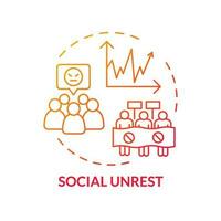 Social unrest red gradient concept icon. Economic inequality. Civil disobedience. Political corruption. Global crisis. Wealth gap abstract idea thin line illustration. Isolated outline drawing vector