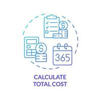 Calculate total cost blue gradient concept icon. Financial planning. Saving money. Finance analysis. Budget management abstract idea thin line illustration. Isolated outline drawing vector