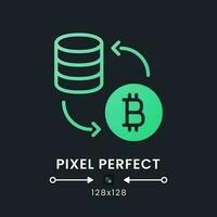 Tokenization green solid gradient desktop icon on black. Sensitive data security. Blockchain technology. Pixel perfect 128x128, outline 4px. Glyph pictogram for dark mode. Isolated vector image