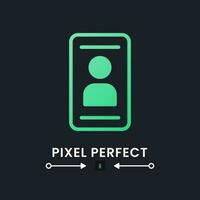 Personal profile green solid gradient desktop icon on black. Mobile authentication. Identity verification. Pixel perfect 128x128, outline 4px. Glyph pictogram for dark mode. Isolated vector image
