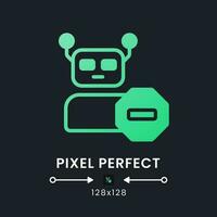 Advanced bot protection green solid gradient desktop icon on black. Machine learning. Digital security. Pixel perfect 128x128, outline 4px. Glyph pictogram for dark mode. Isolated vector image