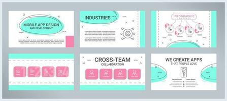 móvil aplicación diseño y desarrollo presentación plantillas colocar. usuario experiencia. teléfono inteligente software. Listo hecho ppt diapositivas en blanco antecedentes. gráfico diseño vector