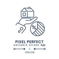 Estate Tax linear desktop icon. Property legacy charge. Wealth transfer fee. Pixel perfect 128x128, outline 2px. GUI, UX design. Isolated user interface element for website. Editable stroke vector