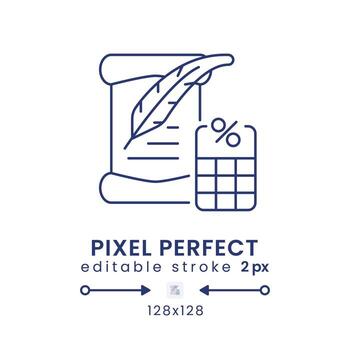 Inheritance Tax linear desktop icon. Wealth transfer levy. Death duty charges. Pixel perfect 128x128, outline 2px. GUI, UX design. Isolated user interface element for website. Editable stroke vector