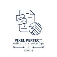 Tax treaty linear desktop icon. Double taxation agreement. Fiscal cooperation pact. Pixel perfect 128x128, outline 2px. GUI, UX design. Isolated user interface element for website. Editable stroke vector