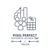 Dividends Tax linear desktop icon. Taxable earnings. Shareholder payment levy. Pixel perfect 128x128, outline 2px. GUI, UX design. Isolated user interface element for website. Editable stroke vector