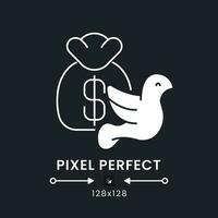 Tax exemption white solid desktop icon. Non-taxable income. Government subsidies. Pixel perfect 128x128, outline 2px. Silhouette symbol for dark mode. Glyph pictogram. Vector isolated image