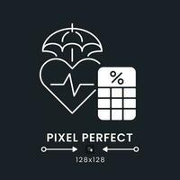 Medicare Tax white solid desktop icon. Public health insurance. Healthcare contributions. Pixel perfect 128x128, outline 2px. Silhouette symbol for dark mode. Glyph pictogram. Vector isolated image