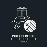 Gift Tax white solid desktop icon. Wealth transfer regulations. Inheritance taxation. Pixel perfect 128x128, outline 2px. Silhouette symbol for dark mode. Glyph pictogram. Vector isolated image