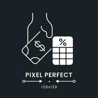 Payroll tax white solid desktop icon. Employee deductions. Salary expenses. Personal income. Pixel perfect 128x128, outline 2px. Silhouette symbol for dark mode. Glyph pictogram. Vector isolated image