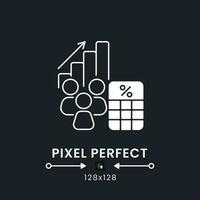 Dividends Tax white solid desktop icon. Taxable earnings. Shareholder payment levy. Pixel perfect 128x128, outline 2px. Silhouette symbol for dark mode. Glyph pictogram. Vector isolated image