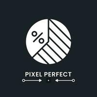 Pie chart white solid desktop icon. Market analysis. Financial report. Data visualization. Pixel perfect, outline 2px. Silhouette symbol for dark mode. Glyph pictogram. Vector isolated image