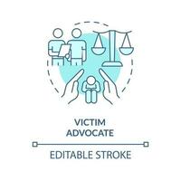 Victim advocate turquoise concept icon. Professional attorney. Career in advocacy abstract idea thin line illustration. Isolated outline drawing. Editable stroke vector