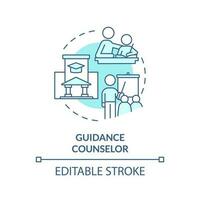 Guidance counselor turquoise concept icon. Help for students. Career in advocacy abstract idea thin line illustration. Isolated outline drawing. Editable stroke vector