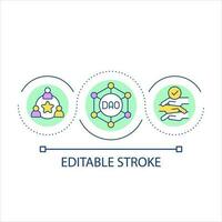 DAO network development loop concept icon. Decentralized organization of online business abstract idea thin line illustration. Isolated outline drawing. Editable stroke vector