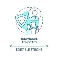 Individual advocacy turquoise concept icon. Client service. Type of legal protection abstract idea thin line illustration. Isolated outline drawing. Editable stroke vector