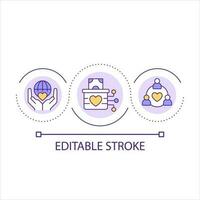 Donation on internet loop concept icon. Financial fund for charity purposes. Voluntary abstract idea thin line illustration. Isolated outline drawing. Editable stroke vector