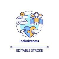 Inclusiveness concept icon. Global citizenship education theme. Social integration abstract idea thin line illustration. Isolated outline drawing. Editable stroke vector