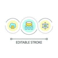 Data lake architecture loop concept icon. Centralized repository. Big data storage. Store information abstract idea thin line illustration. Isolated outline drawing. Editable stroke vector