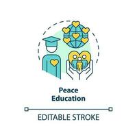 Peace education concept icon. Peaceful global community. Peacebuilding abstract idea thin line illustration. Isolated outline drawing. Editable stroke vector