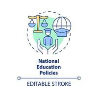 National education policies concept icon. Sustainable development. Government program abstract idea thin line illustration. Isolated outline drawing. Editable stroke vector