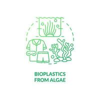 Bioplastics from algae green gradient concept icon. Climate change. Plastic pollution. Sustainable clothing industry idea thin line illustration. Isolated outline drawing vector