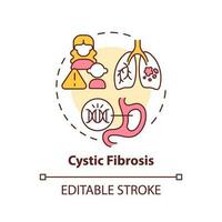 Cystic fibrosis concept icon. Respiratory and digestive systems. Hereditary disease abstract idea thin line illustration. Isolated outline drawing. Editable stroke vector