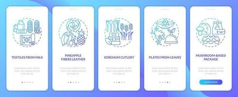 Renewable materials blue gradient onboarding mobile app screen. Walkthrough 5 steps graphic instructions with linear concepts. UI, UX, GUI templated vector