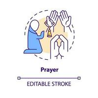 Prayer concept icon. Sending affirmations to God. Religious practice abstract idea thin line illustration. Isolated outline drawing. Editable stroke vector