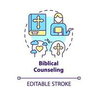 Biblical counseling concept icon. Believers community care. Christian support abstract idea thin line illustration. Isolated outline drawing. Editable stroke vector