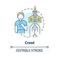 Creed concept icon. Statement of religious faith. Christian belief symbol abstract idea thin line illustration. Isolated outline drawing. Editable stroke vector