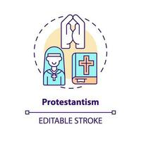 Protestantism concept icon. Reformation impact. Christian church type abstract idea thin line illustration. Isolated outline drawing. Editable stroke vector