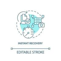 Instant recovery blue concept icon. Quick restoration. Type of disaster recovery abstract idea thin line illustration. Isolated outline drawing. Editable stroke vector