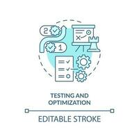 Testing and optimization blue concept icon. Effective disaster recovery plan abstract idea thin line illustration. Isolated outline drawing. Editable stroke vector