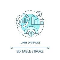 Limit damages blue concept icon. Analytics. Disaster recovery plan benefit abstract idea thin line illustration. Isolated outline drawing. Editable stroke vector