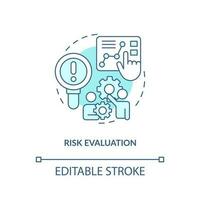 Risk evaluation blue concept icon. Potential hazard. Effective disaster recovery plan abstract idea thin line illustration. Isolated outline drawing. Editable stroke vector