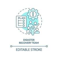 Disaster recovery team blue concept icon. Effective disaster recovery plan abstract idea thin line illustration. Isolated outline drawing. Editable stroke vector