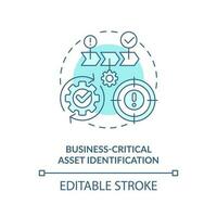 Business-critical asset identification blue concept icon. Effective recovery plan abstract idea thin line illustration. Isolated outline drawing. Editable stroke vector