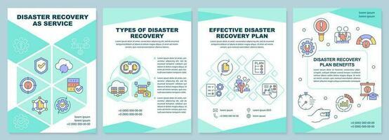 Disaster recovery as service brochure template. Leaflet design with linear icons. Editable 4 vector layouts for presentation, annual reports