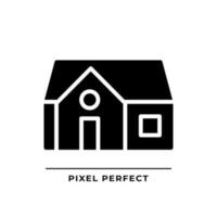 Single story house black glyph icon. Compact home for one family. Purchase real estate. Detached building. Silhouette symbol on white space. Solid pictogram. Vector isolated illustration