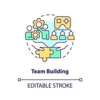 Team building concept icon. Encourage collaboration. Gamification in workplace abstract idea thin line illustration. Isolated outline drawing. Editable stroke vector