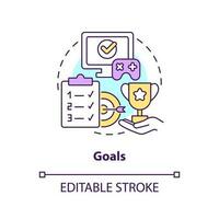 Goals concept icon. Complete task for reward. Game mechanics in gamification abstract idea thin line illustration. Isolated outline drawing. Editable stroke vector